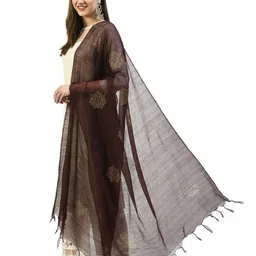 A R SILK DUPATTA HUB Woven Design Dupatta with Mirror Work image 3