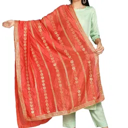 Way2Like Floral Embroidered Gotta Patti Silk Dupatta-picture-12