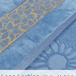 Kuber Industries Blue & Yellow 5 Pieces Printed Cotton 450 GSM Bath Towel image 3