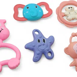 zoobytoys Colorful Non-Toxic Baby Rattle Set of 5 | Safe Handheld Toys for Infants Rattle-picture-22
