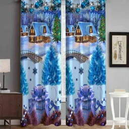 UrbanArts Multicoloured Set of 2 Room Darkening Long Door Curtain-picture-58