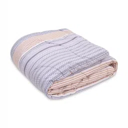 Crest Innovative Lives White & Grey Striped Microfiber Heavy Winter 400 GSM Double Bed Comforter image 4