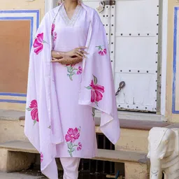 KALINI Women Floral Embroidered Kurta with Trousers & Dupatta-image-10