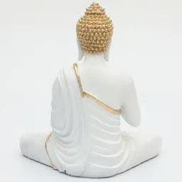 vedas White & Gold Toned Textured Buddha Idol Showpiece image 5