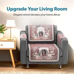 RUBOXA Brown & Cream-Coloured 16 Pieces Printed Cotton 5 Seater Sofa Covers With Arms image 3