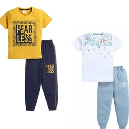 Todd N Teen Boys Pack Of 2 Printed Pure Cotton T-Shirts With Joggers-picture-40