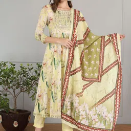 Anouk Women Floral Printed Zardozi Anarkali Kurta with Trousers & Dupatta-picture-39