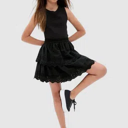 GAP Girls Schiffli Pure Cotton Fit and Flare Dress-image-45
