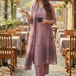 KALINI Women Ethnic Motifs Regular Kurta with Trousers & With Dupatta image 4