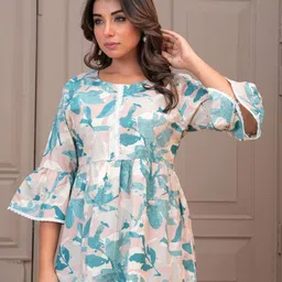 ANEKYA Floral Print Flared Sleeve Cotton Top image 3