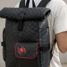 Bewakoof Unisex Marvel Merchandise Black Spider Backpack-picture-29