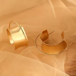 SOHI Gold-Plated Chunky-Orbiter Half Hoop Earrings image 3