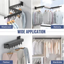Sole Module Black Metal Wall Mounted Cloth Drying Rack image 4