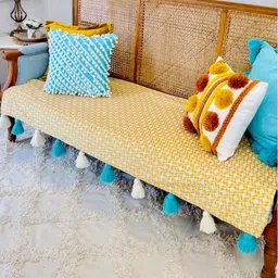 THROWPILLOW Yellow & White Printed Polyester 1 Piece Sofa Cover image 2