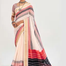 Sangria Striped Saree With Blouse-image-90