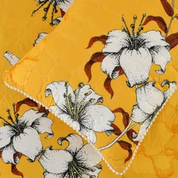 MORADO Mustard & White Printed Cotton Double Bedsheet With 2 Pillow Cover & 2  Filler image 5