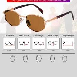 LIZA ANGEL Unisex Rectangle Sunglasses with UV Protected Lens CRM272_Gold_Brown image 2