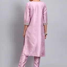 BANJANAN Ethnic Motifs Embroidered Thread Work Straight Kurta With Trousers image 4