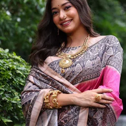 KALINI Madhubani Printed Tussar Saree image 2