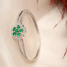 ZENEME Women Brass American Diamond Rhodium-Plated Bangle-Style Bracelet-picture-23