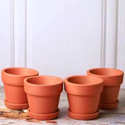 The handicraftian 4-Pcs Brown Small Gamala Planters image 2