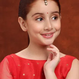 Ruby Raang Girls Gold-Plated Kundan Studded Maang Tikka image 4