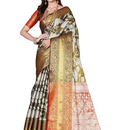 AKSH FASHION Green Silk Blend Sarees-image-28