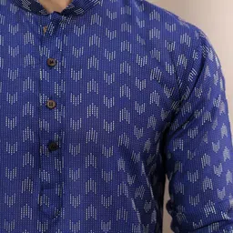 Koshin Geometric Printed Pure Cotton Mandarin Collar Straight Kurta With Pyjamas image 4