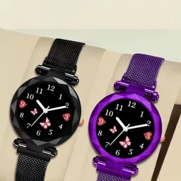 WATCHSTAR Women Dial & Stainless Steel Straps Analogue Watch Mag Flower BLK+PurpleSZNN36514464-image-42
