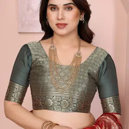 WOVENSTOCK Ethnic Motifs Zari Pure Silk Kanjeevaram Saree image 4