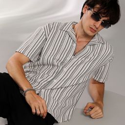 Campus Sutra Men Comfort Relaxed Fit Multi Striped Cuban Collar Cotton Casual Shirt-picture-40