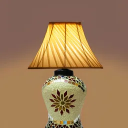 Devansh Off White Textured Glass Contemporary Frusturical Shaped Table Lamp image 4