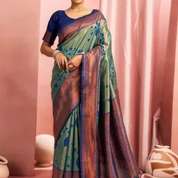 DIVASTRI Woven Design Zari Silk Blend Saree image 1