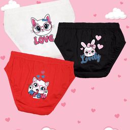 NUSYL Pack Of 3 Printed Mid-Rise Cotton Girls Panties-picture-8