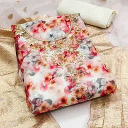 SAINOOR Floral Printed Beads And Stones Organza Semi-Stitched Dress Material-picture-23