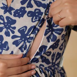 CRAFIQA Daisy Printed Cotton Maternity - Nursing Kurta image 5