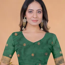 DIVASTRI Ethnic Motifs Zari Silk Blend Banarasi Saree image 5