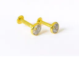 maan Gold-Plated American Diamond Studded Circular Shaped Studs-picture-22