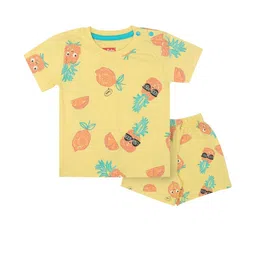 Pubu Boys Yellow Casual Round Neck Short Sleeves Cotton T-shirt-picture-43