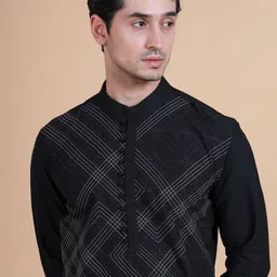RR Blue Men Thread Work Kurta image 5