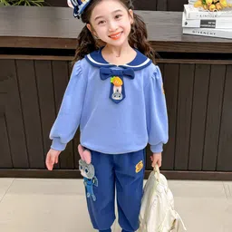 LULU & SKY Girls Printed Peter Pan Collar Sweatshirt With Joggers-picture-32