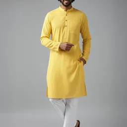 Vida Loca Men Solid Festive Cotton Straight Kurta-picture-27