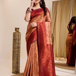 VILLE FASHION Woven Design Zari Art Silk Kanjeevaram Saree-picture-22