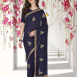 DIVASTRI Floral Embroidere Saree-picture-15