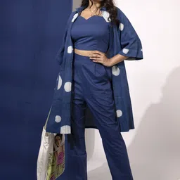 Anemone Vinkel Printed Pure Cotton Shirt Collar Top & Shrug With Trousers Co-Ords image 2