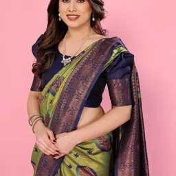 Snofi Creation Ethnic Motifs Woven Design Zari Kanjeevaram Saree-picture-29