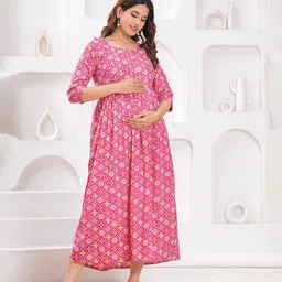 BAESD Floral Print Maternity Midi Dress image 5