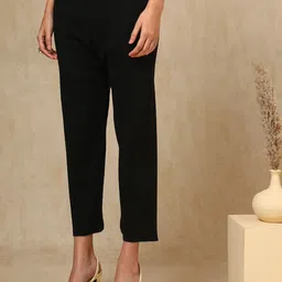 Soch Black Geometric Woven Design Layered Acrylic Straight Kurta With Trouser image 4