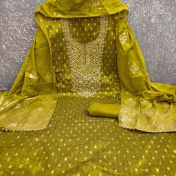 KALINI Women Embroidered Butti With Gotta Patti Work Unstitched Dress Material image 2