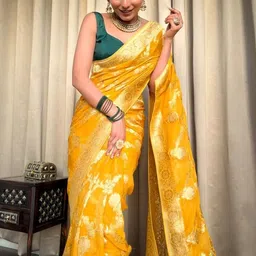 CANIZZARO Woven Design Zari Jacquard Silk Banarasi Saree image 2